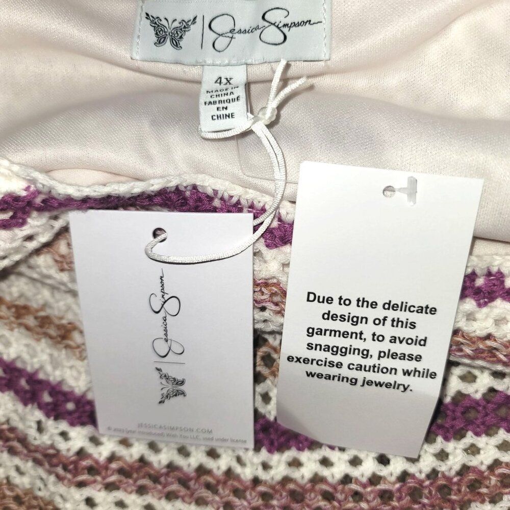 Jessica Simpson Women's Plus Crochet Tank‎ Top 4X Stripe Y2K Boho Summer Chic - Picture 7 of 7